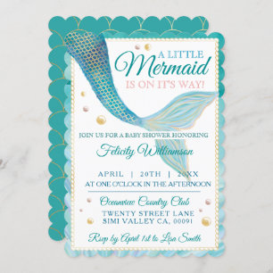 Invitation Baby shower Aqua Ocean Mermaid