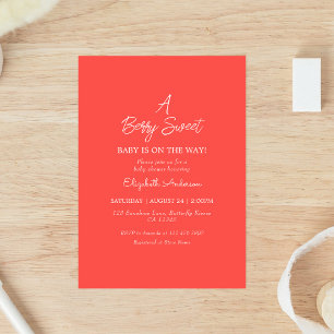 Invitation Baby Shower aquarelle aux fruits rouges pour fille