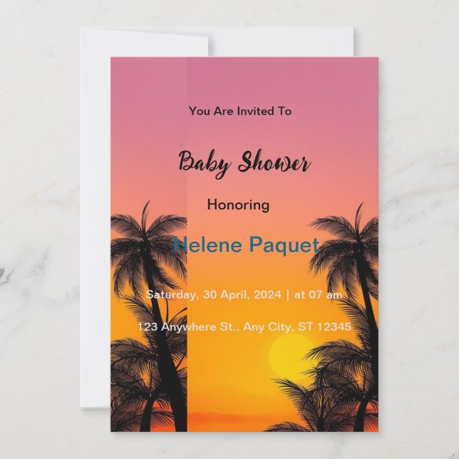 invitation baby shower aquarelle bleue (Devant)