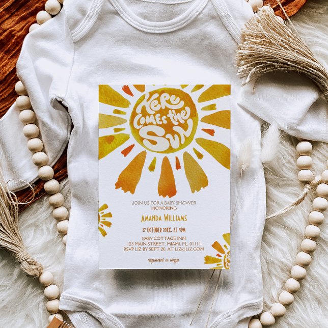 Invitation Baby Shower aquarelle Boho Sunshine (Créateur téléchargé)