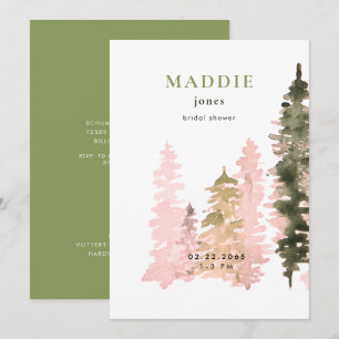 Invitation Baby shower aquarelle bois vert