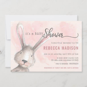 Invitation Baby shower Aquarelle Bunny