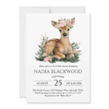 Invitation Baby Shower Aquarelle Faon d'Été