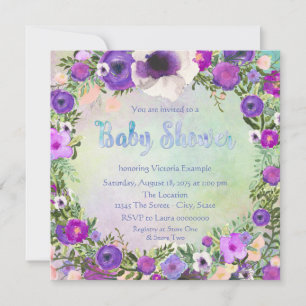 Invitation Baby-Shower aquarelle florale