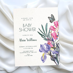 Invitation Baby-shower aquarelle florale