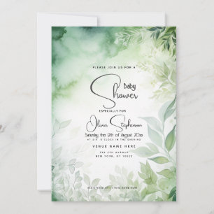 Invitation Baby shower - Aquarelle Jardin Code QR