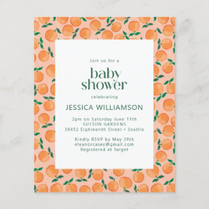 Invitation Baby Shower aquarelle Oranges Fruits Ét