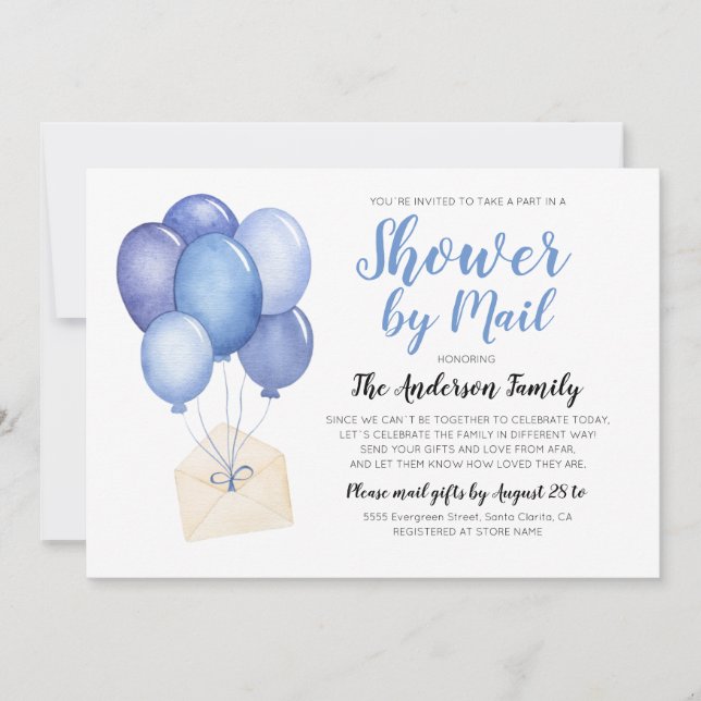 Invitation Baby Shower Aquarelle Par Courrier À Longue Distan (Devant)