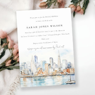 Invitation Baby Shower aquarelle paysage de San Francisco