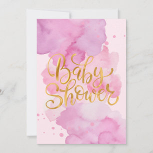 Invitation baby shower, Aquarelle rose pour une fi