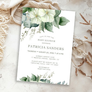 Invitation Baby shower aquarelle rustique verdure eucalyptus