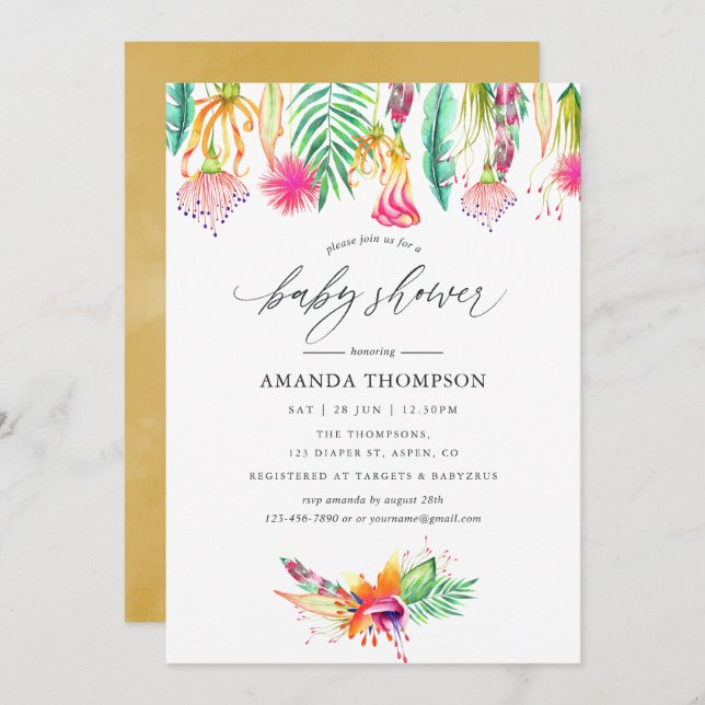Invitation Baby shower aquatique Tropical Summer Beach (Devant / Derrière)