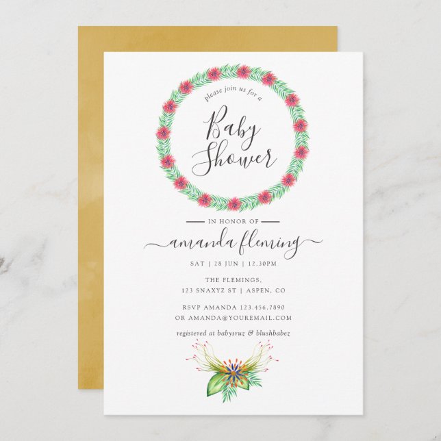 Invitation Baby shower aquatique Tropical Summer Beach (Devant / Derrière)