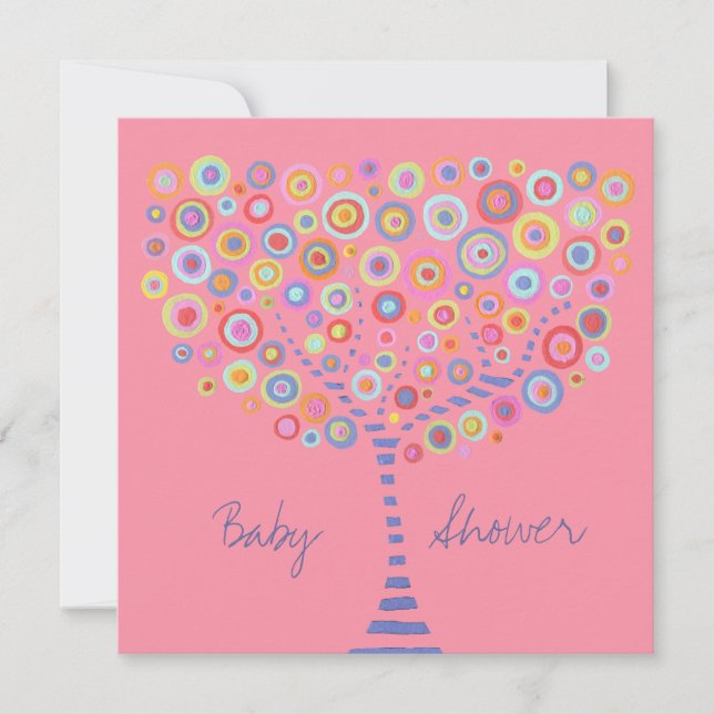 Invitation Baby shower Arbre circulaire Retro (Devant)