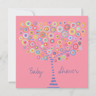 Invitation Baby shower Arbre circulaire Retro
