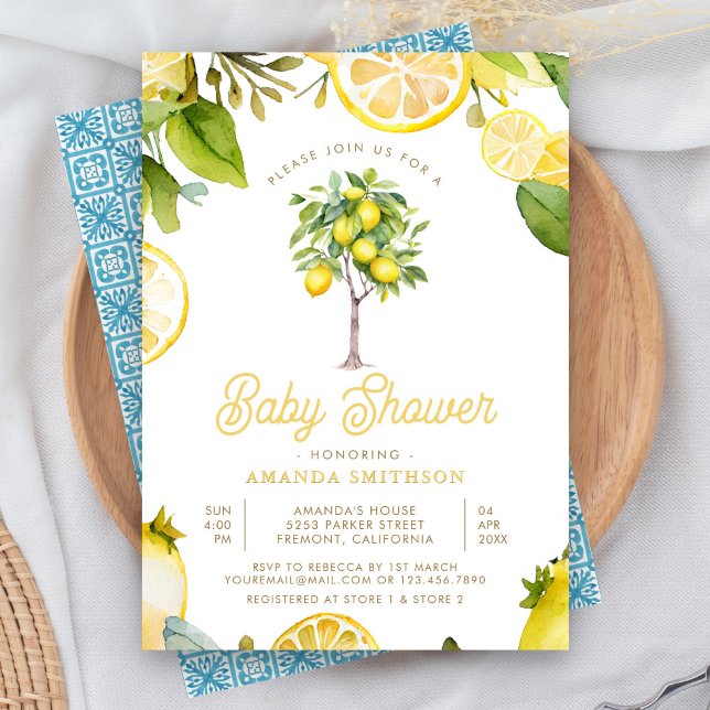 Invitation Baby Shower Arbre Citron Citrus Rustique (Créateur téléchargé)