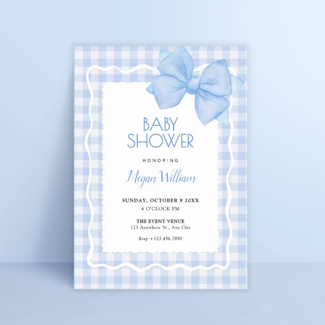 Invitation Baby shower arc bleu doux (Créateur téléchargé)