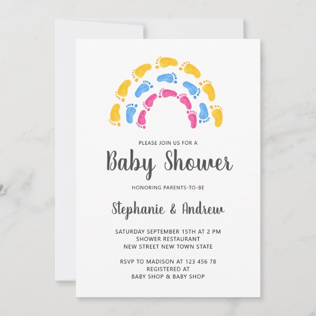 Invitation Baby shower arc-en-ciel (Devant)
