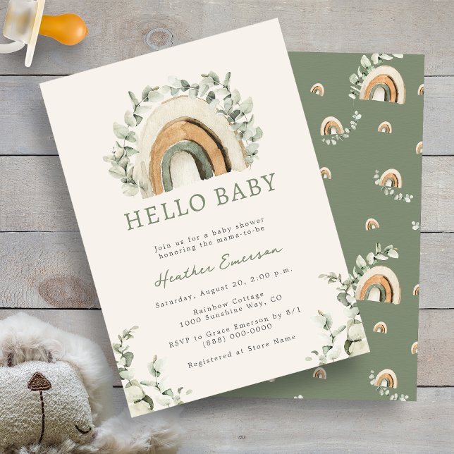 Invitation Baby shower arc-en-ciel (Boho Rainbow Eucalyptus  Baby Shower Invitation by Painted Paperie)