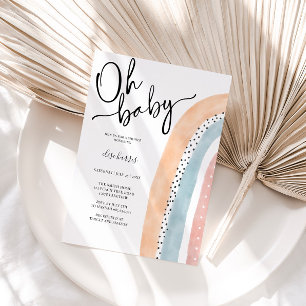 Invitation Baby shower arc-en-ciel aquarelle