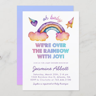 Invitation Baby shower arc-en-ciel Aquarelle neutre pour le g