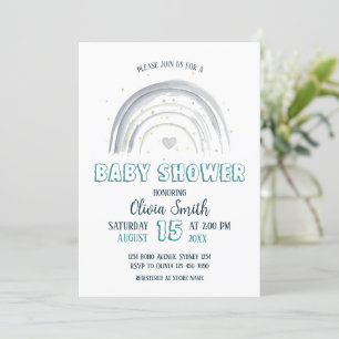Invitation Baby shower arc-en-ciel bébé garçon