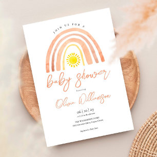 Invitation Baby Shower Arc-en-Ciel Bohème