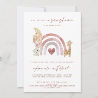 Invitation Baby shower arc-en-ciel Boho