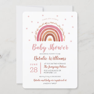Invitation Baby shower arc-en-ciel Boho