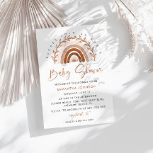 Invitation Baby shower arc-en-ciel Boho