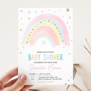 Invitation Baby shower arc-en-ciel Boho