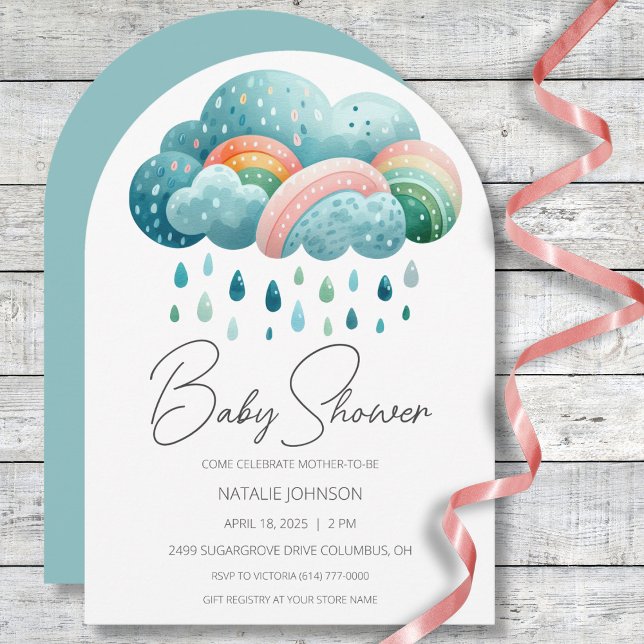 Invitation Baby shower arc-en-ciel Boho (Créateur téléchargé)