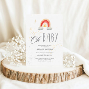 Invitation Baby shower arc-en-ciel Boho Cute
