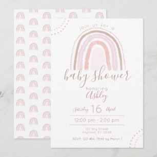 Invitation Baby shower Arc-en-ciel Boho moderne saupoudrer