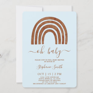 Invitation Baby shower arc-en-ciel Boho Terracotta