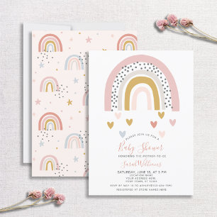 Invitation Baby shower arc-en-ciel bouché moderne Sprinkle He