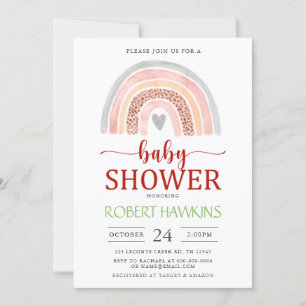 Invitation Baby shower arc-en-ciel d'aquarelle Boho neutre po