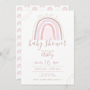 Invitation Baby shower Arc-en-ciel de Boho moderne saupoudré