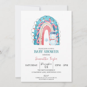 Invitation Baby shower arc-en-ciel de Noël, Snowman