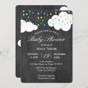 Invitation Baby shower arc-en-ciel en tableau noir