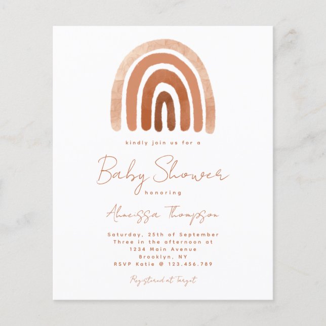 Invitation Baby shower arc-en-ciel en terre cuite (Devant)