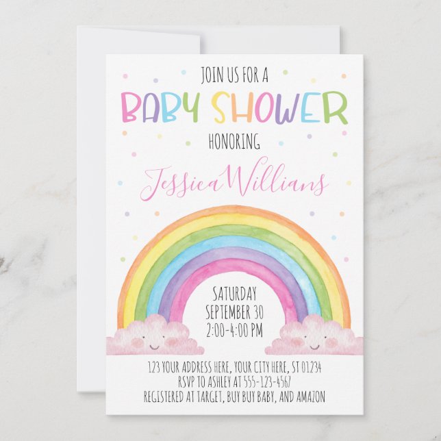 Invitation Baby shower arc-en-ciel Invitation, Baby shower fi (Devant)
