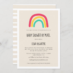 Invitation Baby shower arc-en-ciel mignon par courrier