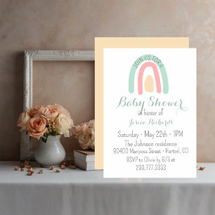 Invitation Baby shower arc-en-ciel minuscule aquarelle