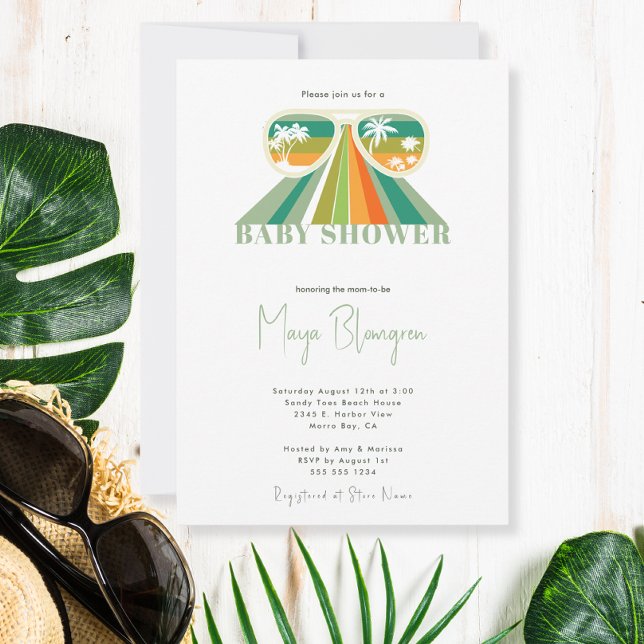 Invitation Baby shower arc-en-ciel neutre rétro-genre (Créateur téléchargé)