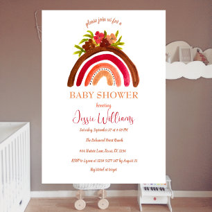 Invitation Baby shower arc-en-ciel Orange Terracotta Boho