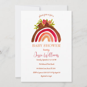 Invitation Baby shower arc-en-ciel Orange Terracotta Boho