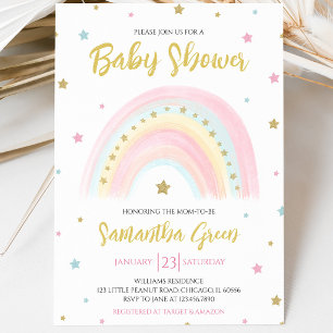 Invitation Baby Shower Arc-en-Ciel Pastel