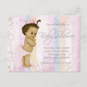 Invitation Baby-Shower Arc-en-Ciel Pastel Rétro