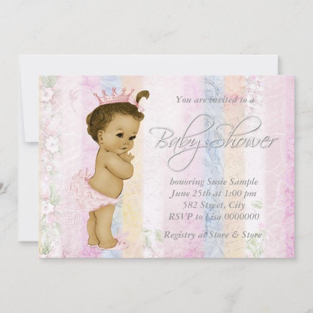 Invitation Baby-Shower Arc-en-Ciel Pastel Rétro (Devant)
